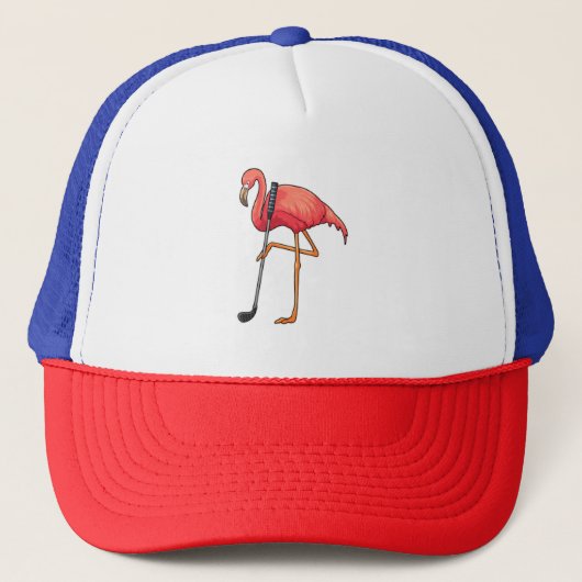 Flamingo beim Golf mit Golf Club Truckerkappe (Vorderseite)