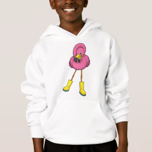 Flamingo beim Regen mit Gummistiefeln Hoodie