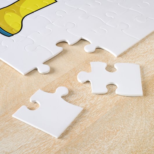 Flamingo beim Regen mit Gummistiefeln Puzzle (Seite)