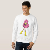 Flamingo beim Regen mit Gummistiefeln Sweatshirt (Vorne ganz)