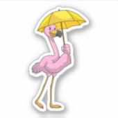 Flamingo beim Regen mit Regenschirm Aufkleber (Vorderseite)