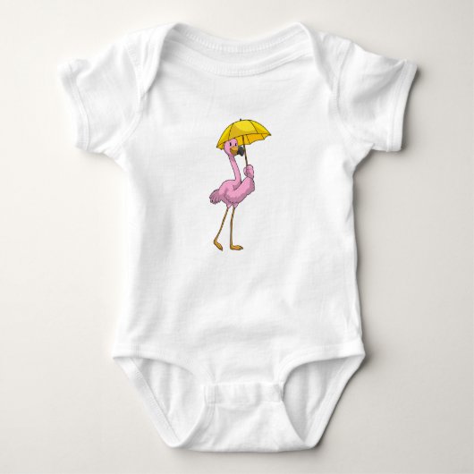 Flamingo beim Regen mit Regenschirm Baby Strampler (Vorderseite)
