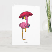Flamingo beim Regen mit Regenschirm Karte (Rückseite)