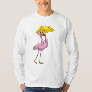 Flamingo beim Regen mit Regenschirm T-Shirt