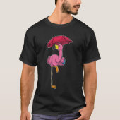 Flamingo beim Regen mit Regenschirm T-Shirt (Vorderseite)