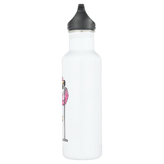 Flamingo beim Singen mit Mikrofon Edelstahlflasche (Rechts)