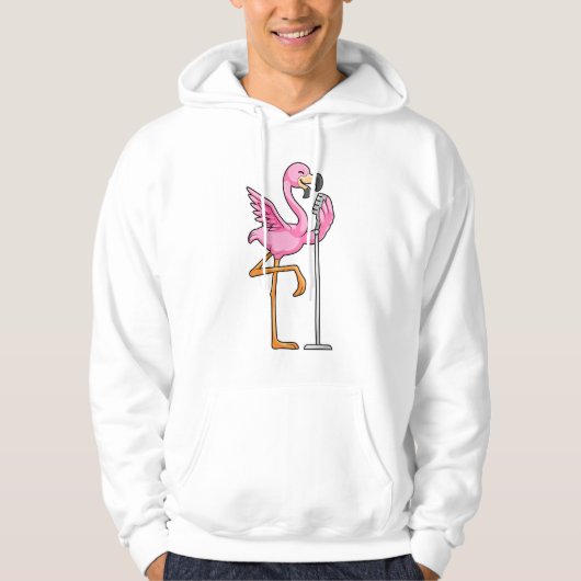 Flamingo beim Singen mit Mikrofon Hoodie (Vorderseite)