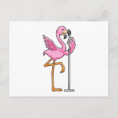 Flamingo beim Singen mit Mikrofon Postkarte (Vorderseite)