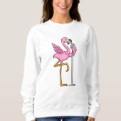 Flamingo beim Singen mit Mikrofon Sweatshirt (Vorderseite)