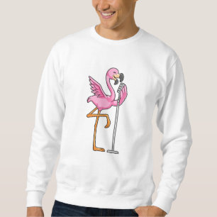 Flamingo beim Singen mit Mikrofon Sweatshirt