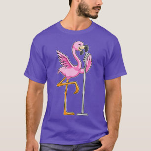 Flamingo beim Singen mit Mikrofon T-Shirt