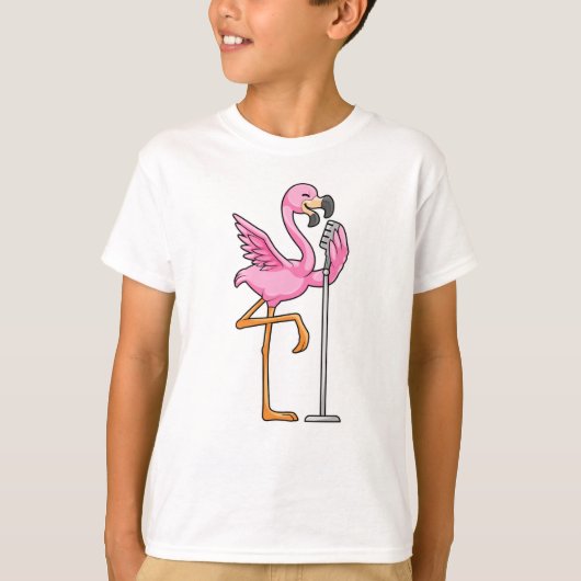 Flamingo beim Singen mit Mikrofon T-Shirt (Vorderseite)
