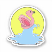 Flamingo beim Surfen im Wasser Aufkleber (Vorderseite)