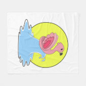 Flamingo beim Surfen im Wasser Fleecedecke (Vorderseite (Horizontal))
