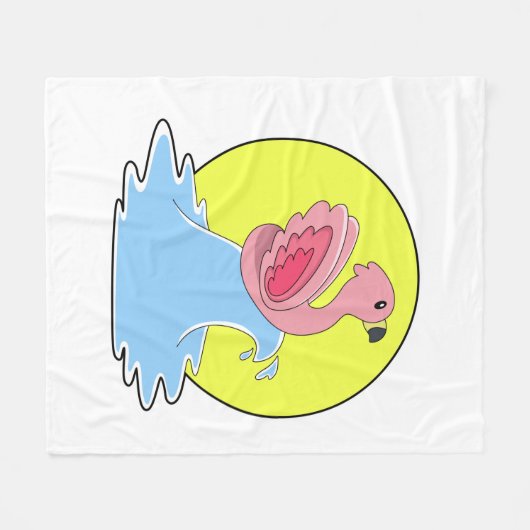 Flamingo beim Surfen im Wasser Fleecedecke (Vorderseite (Horizontal))