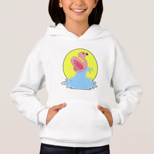 Flamingo beim Surfen im Wasser Hoodie (Vorderseite)