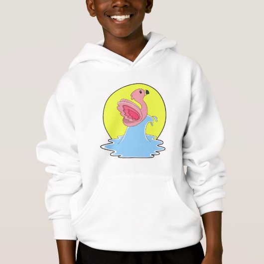 Flamingo beim Surfen im Wasser Hoodie (Vorderseite)