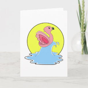 Flamingo beim Surfen im Wasser Karte