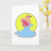 Flamingo beim Surfen im Wasser Karte (Gelbe Blume)