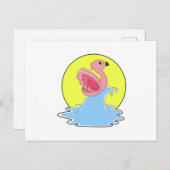 Flamingo beim Surfen im Wasser Postkarte (Vorne/Hinten)