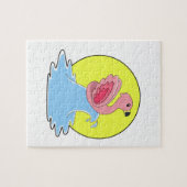 Flamingo beim Surfen im Wasser Puzzle (Horizontal)