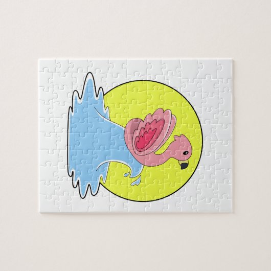 Flamingo beim Surfen im Wasser Puzzle (Horizontal)