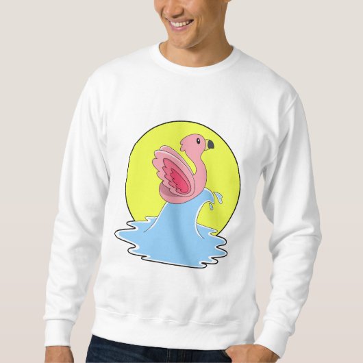 Flamingo beim Surfen im Wasser Sweatshirt (Vorderseite)