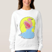 Flamingo beim Surfen im Wasser Sweatshirt (Vorderseite)