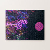Flamingo beim Tanz-Party. Puzzle (Horizontal)