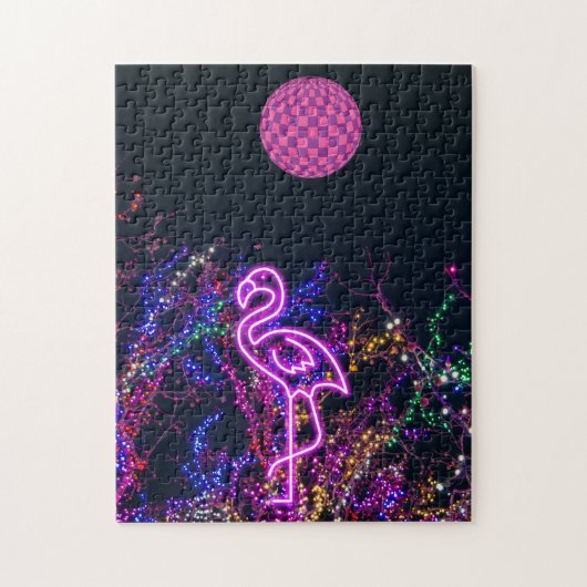 Flamingo beim Tanz-Party. Puzzle (Vertikal)