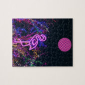 Flamingo beim Tanz-Party. Puzzle (Horizontal)