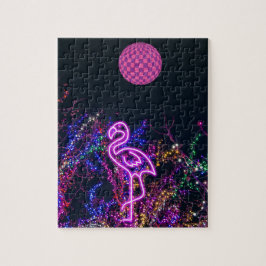 Flamingo beim Tanz-Party. Puzzle