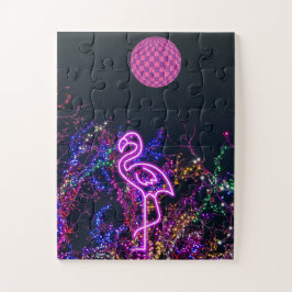 Flamingo beim Tanz-Party. Puzzle