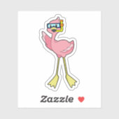 Flamingo beim Tauchen mit Schnorchel Aufkleber (Blatt)