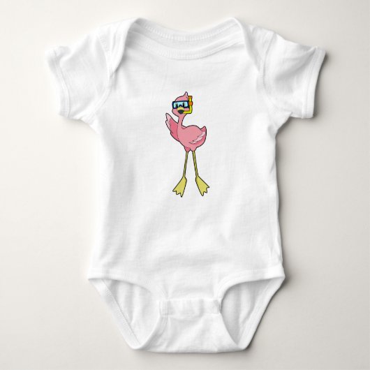 Flamingo beim Tauchen mit Schnorchel Baby Strampler (Vorderseite)