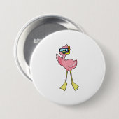 Flamingo beim Tauchen mit Schnorchel Button (Vorne & Hinten)
