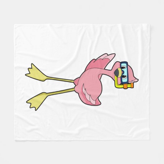 Flamingo beim Tauchen mit Schnorchel Fleecedecke (Vorderseite (Horizontal))
