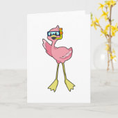 Flamingo beim Tauchen mit Schnorchel Karte (Gelbe Blume)