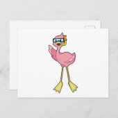 Flamingo beim Tauchen mit Schnorchel Postkarte (Vorne/Hinten)