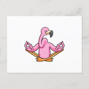 Flamingo beim Yoga im Schneidersitz Postkarte