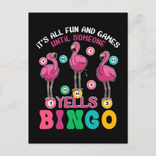 Flamingo Bingo Funny Postkarte (Vorderseite)