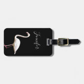 Flamingo Bird auf der Personalisierten schwarzen S Gepäckanhänger (Vorderseite horizontal)