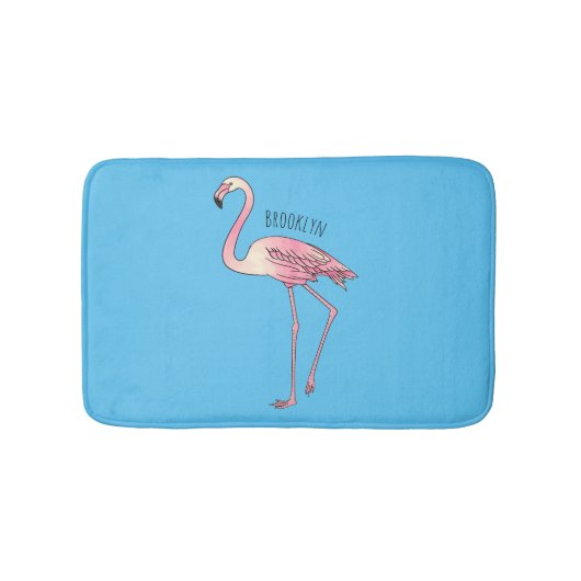 Flamingo bird cartoon illustration badematte (Vorderseite)
