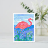 Flamingo Bird Frog Pond Postkarte (Stehend Vorderseite)