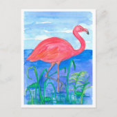 Flamingo Bird Frog Pond Postkarte (Vorderseite)