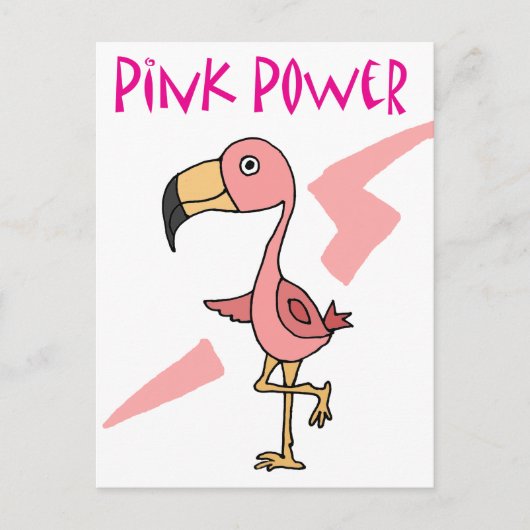 Flamingo Bird, inspirierender rosa Power Postkarte (Vorderseite)