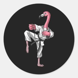 Flamingo Bird Karate Ninja Kickboxing Taekwondo Ma Runder Aufkleber