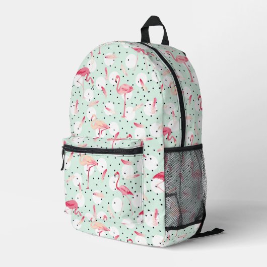 Flamingo Bird mit Federn Bedruckter Rucksack (Rückseitige Ecke Rechts)