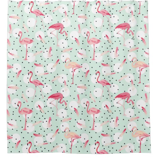Flamingo Bird mit Federn Duschvorhang (Vorderseite)