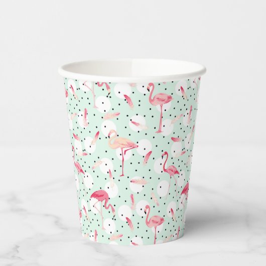 Flamingo Bird mit Federn Pappbecher (Links)